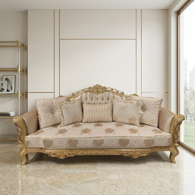 Sofá Chesterfield Barock Sofá Madera Terciopelo Tres plazas Sofás clásicos Muebles