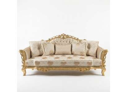 Sofá Chesterfield Barock Sofá Madera Terciopelo Tres plazas Sofás clásicos Muebles