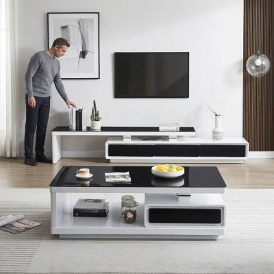 Diseñador Cómoda moderna en blanco y negro Cómoda Soporte de TV de lujo