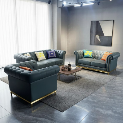 Conjunto de sofás de lujo Chesterfield para sala de estar 3+2+1 grupo nuevo