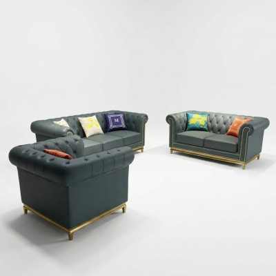 Conjunto de sofás de lujo Chesterfield para sala de estar 3+2+1 grupo nuevo