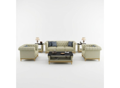 Chesterfield conjunto de sofás sofá tapizados muebles conjunto 3+2+1 sofá de cuero de 3 piezas