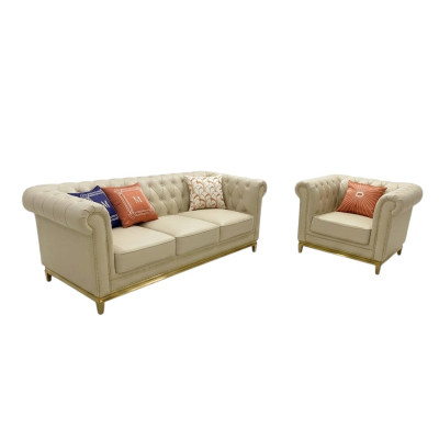 Sofá de lujo beige, set de sofá, sofás, sillas, 3+1 asientos, diseño de tela