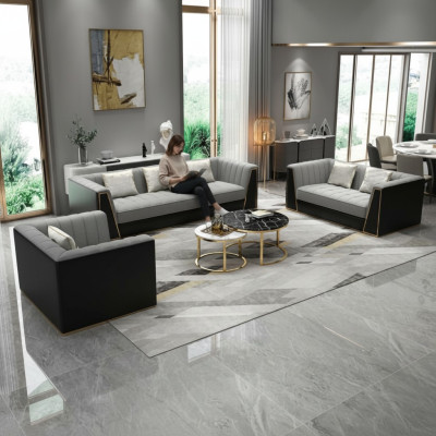 Sofá gris de tela Medusa, conjunto de sofás, sofá, muebles, 3 piezas.