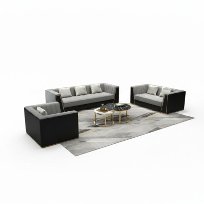 Sofá gris de tela Medusa, conjunto de sofás, sofá, muebles, 3 piezas.