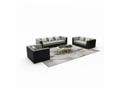Sofá gris de tela Medusa, conjunto de sofás, sofá, muebles, 3 piezas.