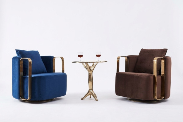 Sillón redondo de acero inoxidable para sala de estar, diseño de muebles de espera.