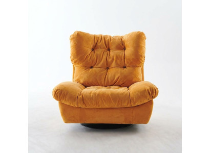 Diseño de sillón giratorio de 1 plaza amarillo acolchado con almohadillas para las orejas.