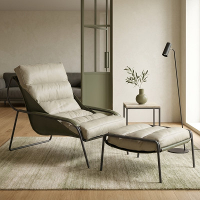 Relajarse tumbona sillón muebles 2 piezas. set de la sala de estar taburete silla respaldo