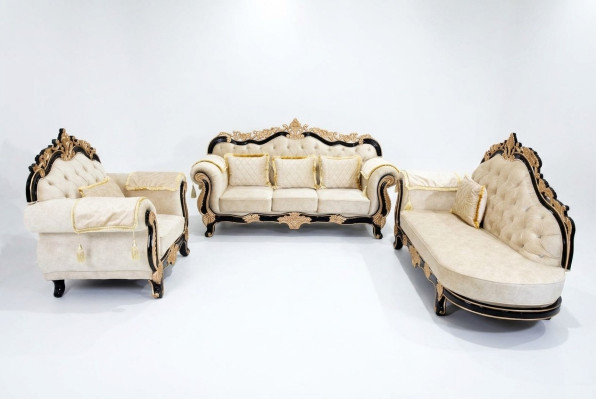 Clásica Chesterfield Sofá Grupo de Sofá Estilo Barroco 3 Piezas.