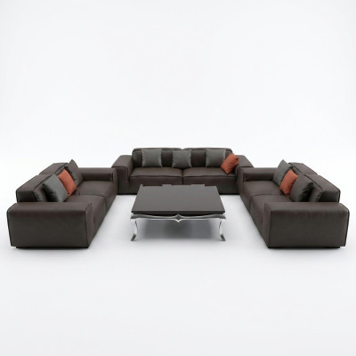 Conjunto de sofás premium negro 3+3+3 plazas de lujo para la sala de estar.