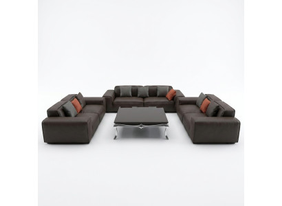 Conjunto de sofás premium negro 3+3+3 plazas de lujo para la sala de estar.
