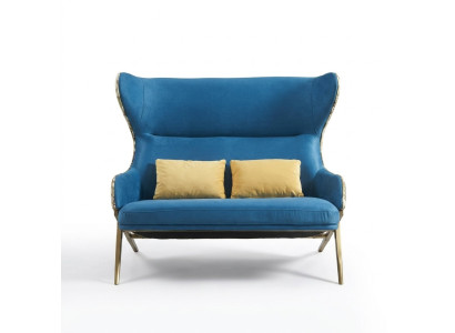Clásico sofá de lujo de 1,5 plazas azul muebles de sala muebles sofá.