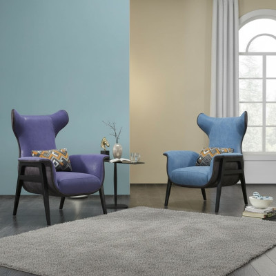 Lujo Sillón de una plaza Azul Sala de estar Sillón tapizado Muebles Diseño moderno