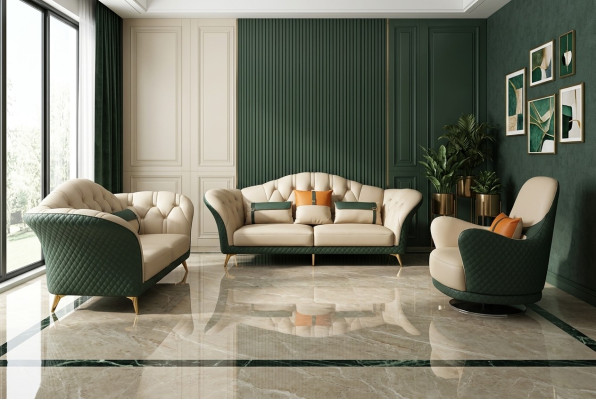 Chesterfield set de salón de muebles tapizados de 3 piezas. Sofá de cuero a estrenar.