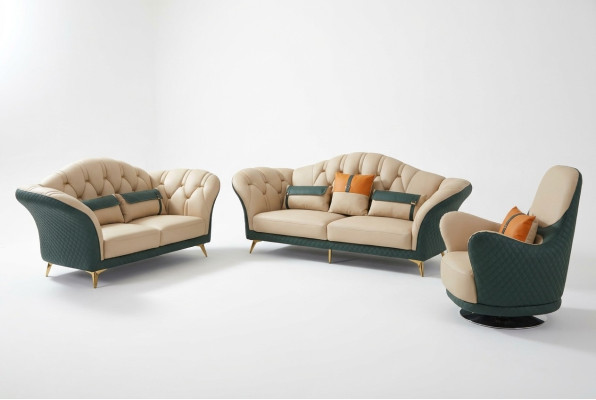 Chesterfield set de salón de muebles tapizados de 3 piezas. Sofá de cuero a estrenar.