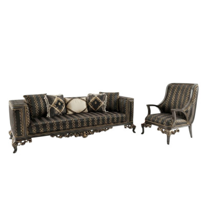 Conjunto de sofás clásicos de 3 plazas + 1 plaza, muebles tapizados, sofás conjuntos.