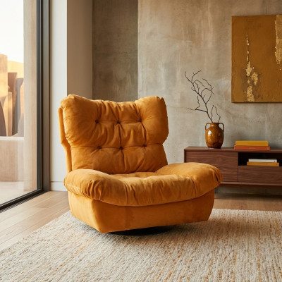 Sillón giratorio para TV, Sillón reclinable de una plaza, Sofá relax, Muebles de tela.