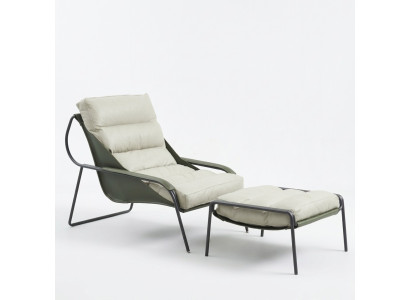 Sillón + taburete Set de lujo Relax de una plaza Muebles Silla Reposapiés 2 piezas.