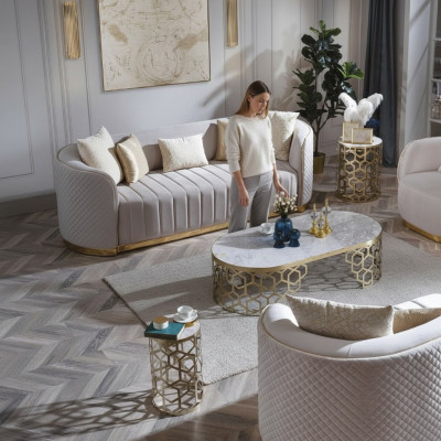 Sofá ovalado de tres plazas, sofá, muebles, sofá, decoración, sala de estar, terciopelo.