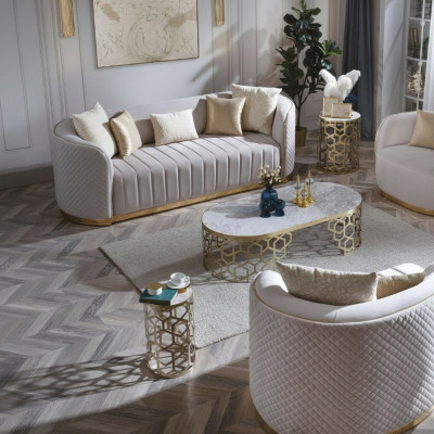 Sofá ovalado de tres plazas, sofá, muebles, sofá, decoración, sala de estar, terciopelo.