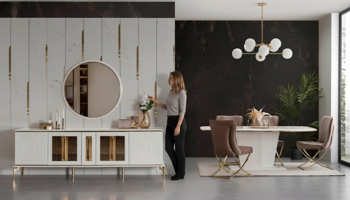 Lujo Aparador xxl Cómoda 240cm Armario Cómodas Credenza Grande de 2 piezas