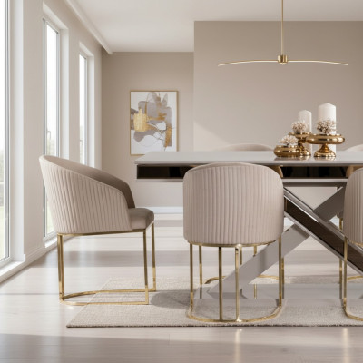 Mesa de comedor de lujo Silla de respaldo Muebles Mobiliario Cojín de asiento Sillas