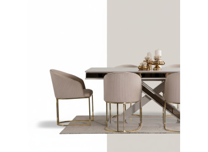 Mesa de comedor de lujo Silla de respaldo Muebles Mobiliario Cojín de asiento Sillas