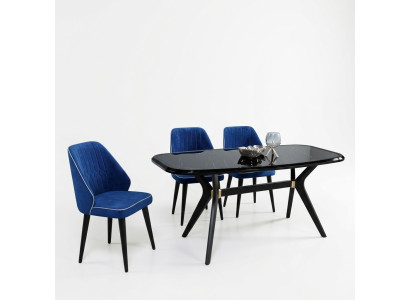 Juego de comedor moderno de 5 piezas con muebles de asiento acolchados y mesa de comedor.