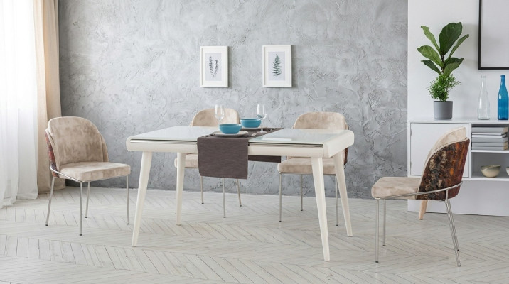 Conjunto de comedor moderno, conjunto de muebles de comedor, mesa de comedor, asientos acolchados 5 piezas.