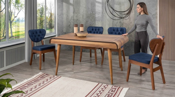Juego de comedor con muebles modernos, conjunto de asientos con mesa de comedor y cojines de 5 piezas.