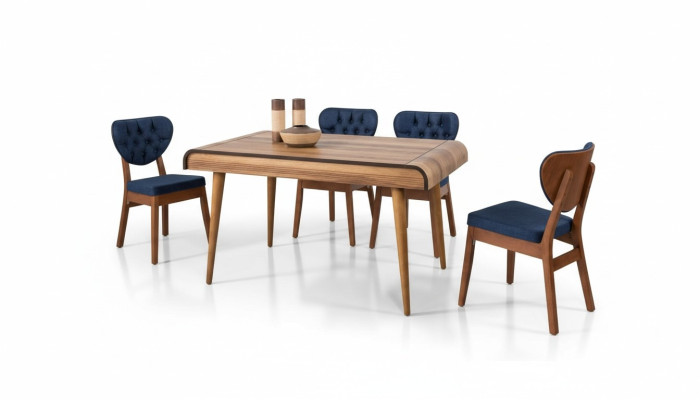 Juego de comedor con muebles modernos, conjunto de asientos con mesa de comedor y cojines de 5 piezas.