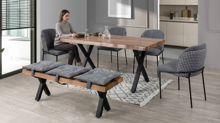 Mesa de comedor 4 sillas Banco Asiento Banco original Grupo de comedor de juego de comedor.