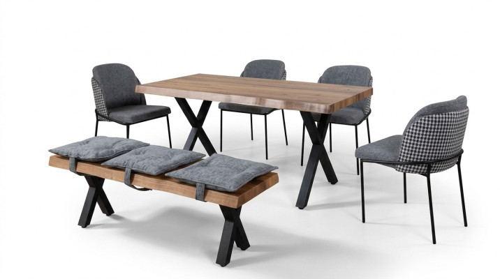 Mesa de comedor 4 sillas Banco Asiento Banco original Grupo de comedor de juego de comedor.