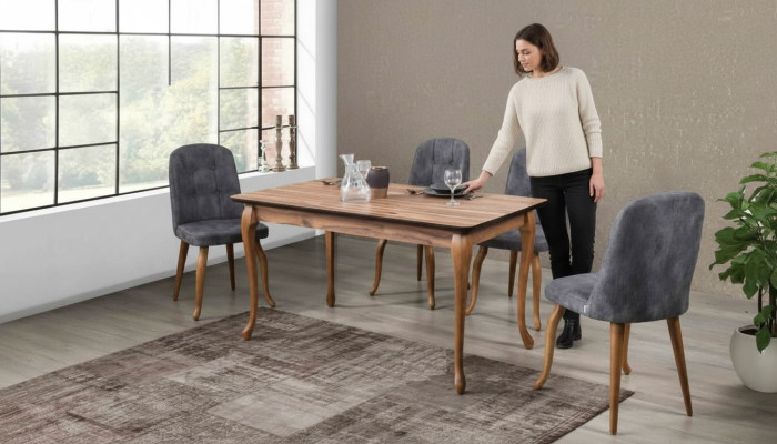 Comedor Mesa de comedor Juego de asientos Muebles de comedor Conjuntos de comedor Incl. 4 sillas 5 piezas