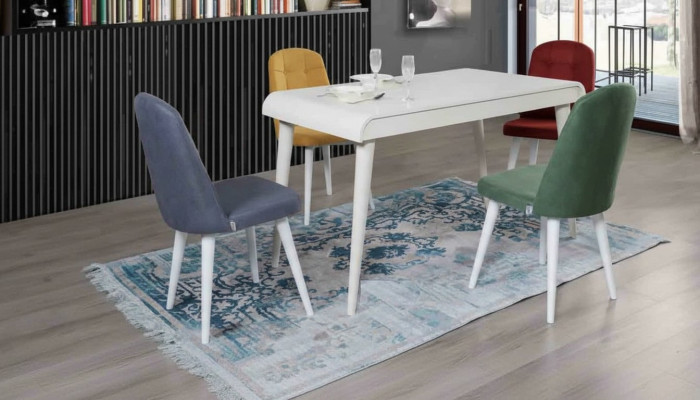 Conjunto de muebles de comedor con asientos, mesa de comedor y juego de tapicería de 5 piezas.