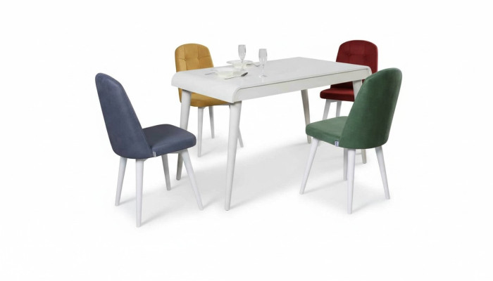 Conjunto de muebles de comedor con asientos, mesa de comedor y juego de tapicería de 5 piezas.
