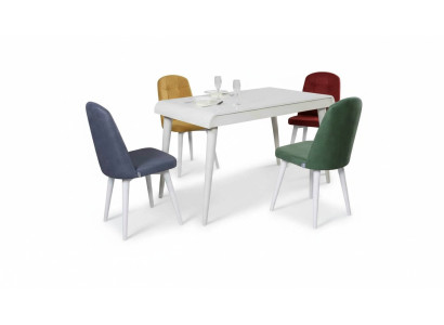 Conjunto de muebles de comedor con asientos, mesa de comedor y juego de tapicería de 5 piezas.