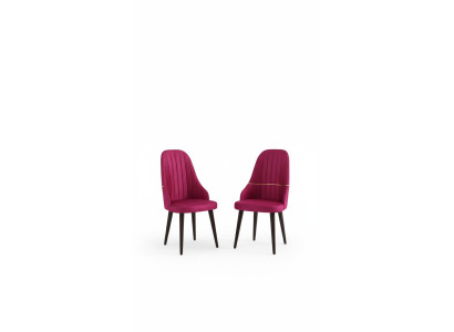 Silla rosa de madera suave con patas negras para el comedor, nuevo modelo.