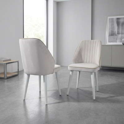 Silla de comedor de lujo de estilo elegante de un solo asiento en blanco