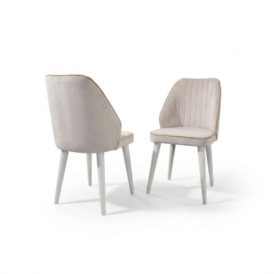 Silla de comedor de lujo de estilo elegante de un solo asiento en blanco