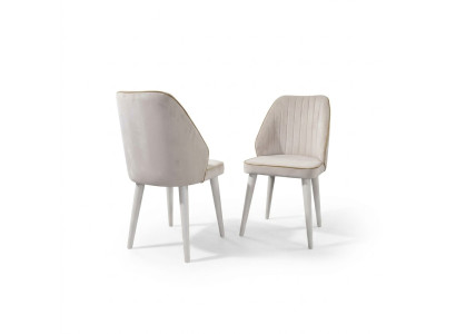 Silla de comedor de lujo de estilo elegante de un solo asiento en blanco