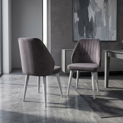 Silla de comedor moderna gris de una sola plaza con patas de madera muebles de lujo sillas