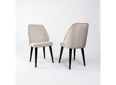 Silla tapizada blanca lujo comedor individua,l pies de madera, muebles de diseñador.