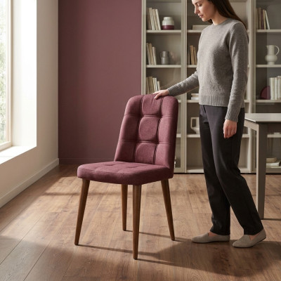 Original: una silla rosa sobre patas de madera para su comedor nuevo modelo