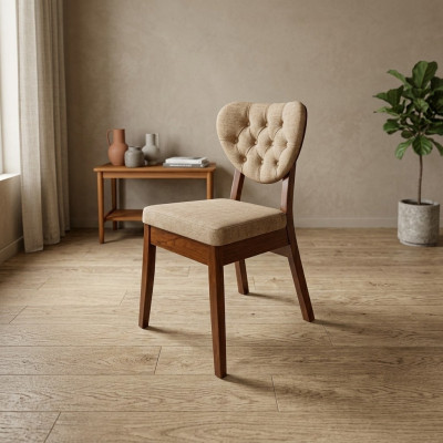 Silla de madera beige, silla Chesterfield, sillas de diseñador, muebles de asiento lujosos.