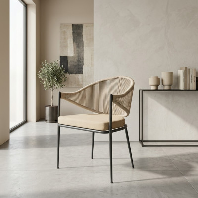 Silla beige de una plaza muebles tapizados Sillas de comedor Elementos de acero inoxidable