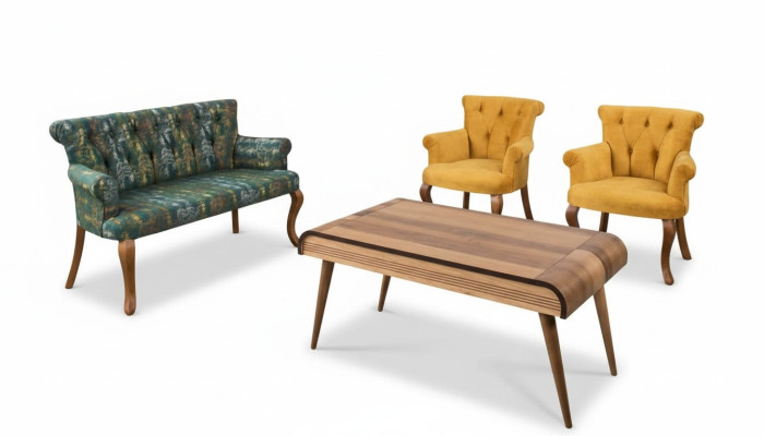 Juego de asientos Banco Cojines para asientos Conjunto de muebles Sofá Mesa de centro de 4 piezas Conjuntos