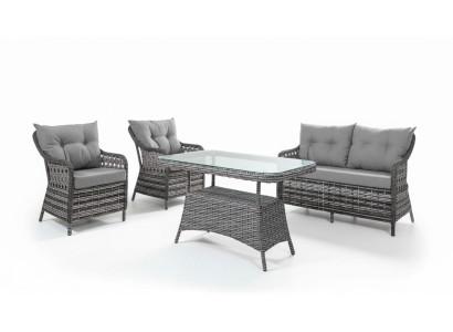Muebles de jardín modernos Conjunto de sofás de lujo Mesa Taburete Sillón Grupo de asientos