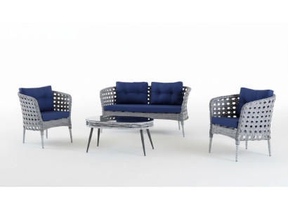 Muebles de jardín, asientos, conjunto de sofás, terraza, mesa, sofá, sofá, set de 4 piezas.
